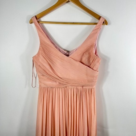 j crew pink bridesmaid dress J. Crew | Dresses | Jcrew Heidi Womens Maxi Bridesmaid Dress Sz Pink  Pleated Chiffon Empire Wrap